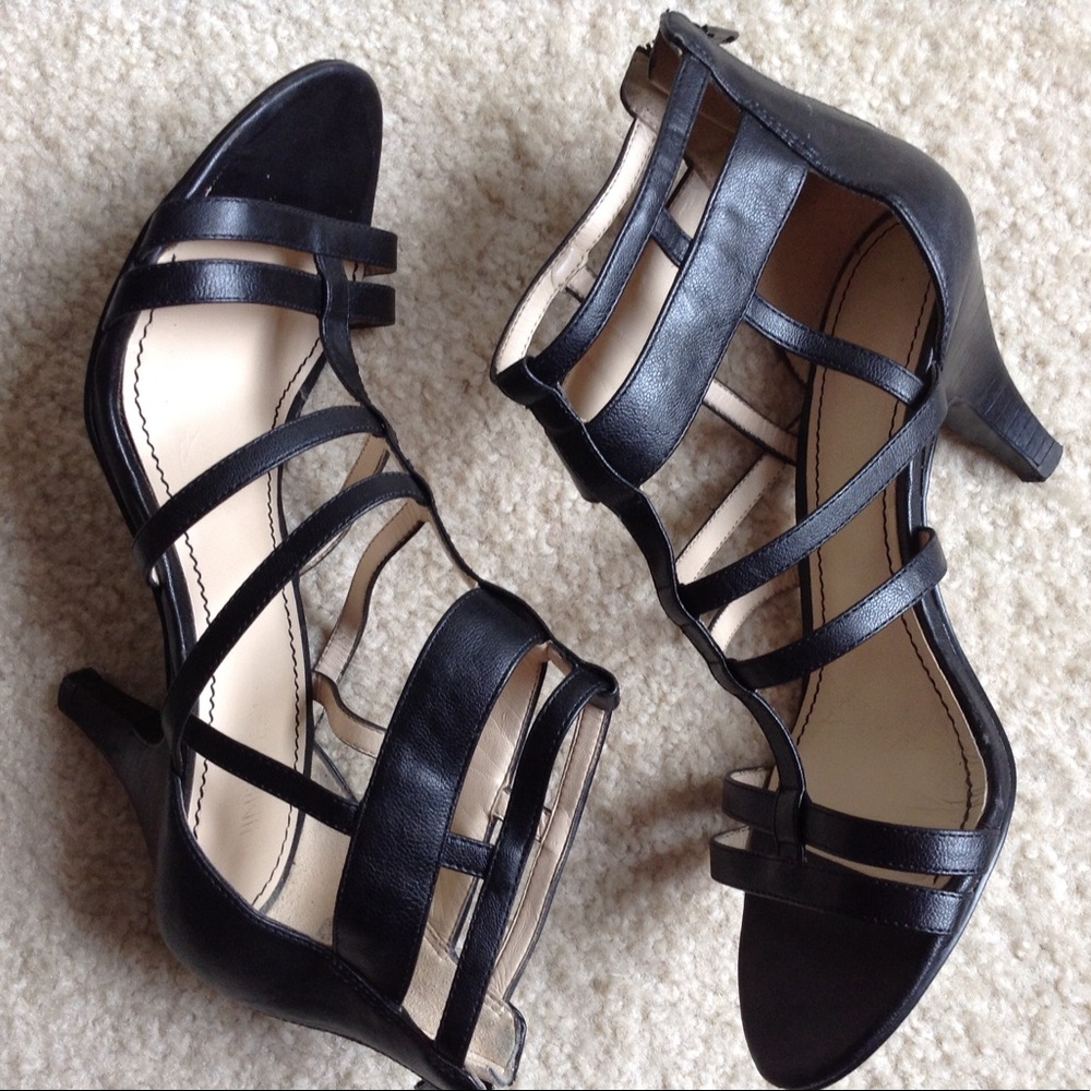 👠 Nine West Open Toe Leather Sandal with Heel 👠